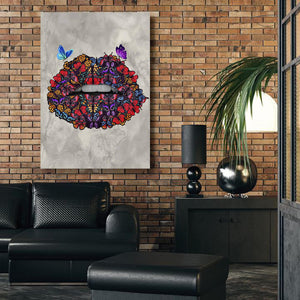 Butterfly Lips Wall Art- Lips Canvas | MusaArtGallery™