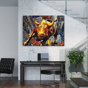 Wall Street Bull Canvas - Motivational Wall Art