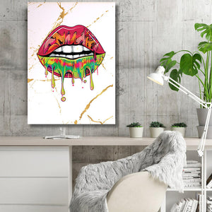 Dripping Lips Art- Lips Canvas | MusaArtGallery™
