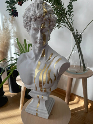 Gold Grey David Bust Statue