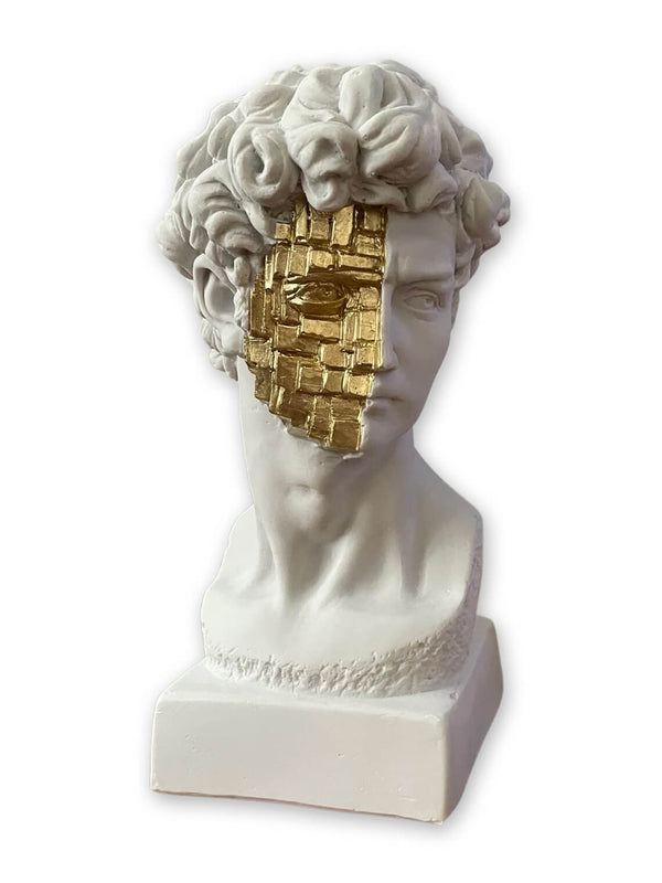 David White and Gold Bust Statue