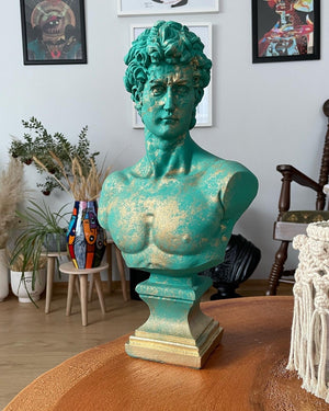 Blue David Bust Statue - David Bust Statue For Sale