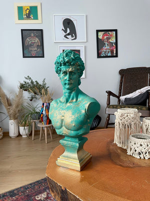 Blue David Bust Statue - David Bust Statue For Sale