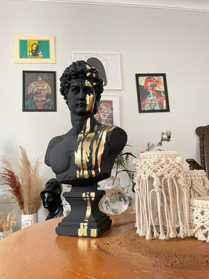 Black Gold David Bust Statue -David Bust Statue For Sale