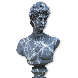 White Marble Black David Bust Statue - David Bust for Sale