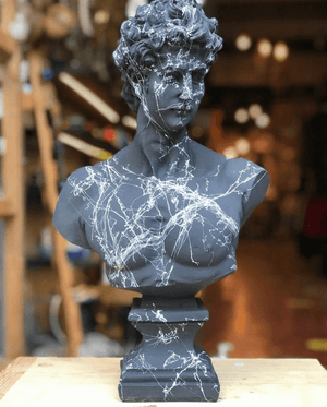 White Marble Black David Bust Statue - David Bust for Sale