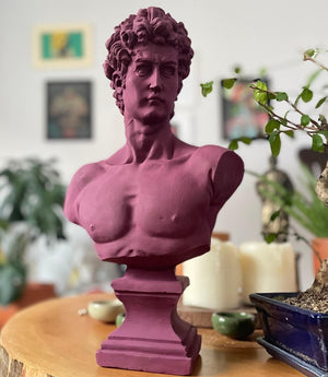 Burgundy David Bust Statue - David Bust Statue For Sale