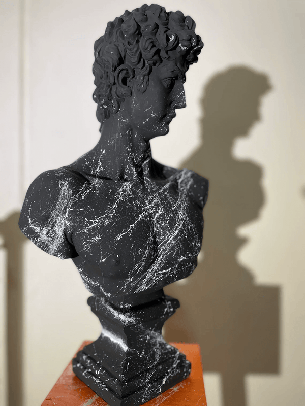 White Marble Black David Bust Statue - David Bust for Sale