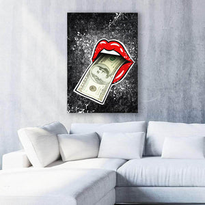 Money Pop Lips Art - Lips Canvas | MusaArtGallery™