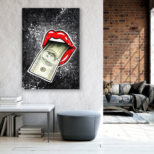 Money Pop Lips Art - Lips Canvas | MusaArtGallery™