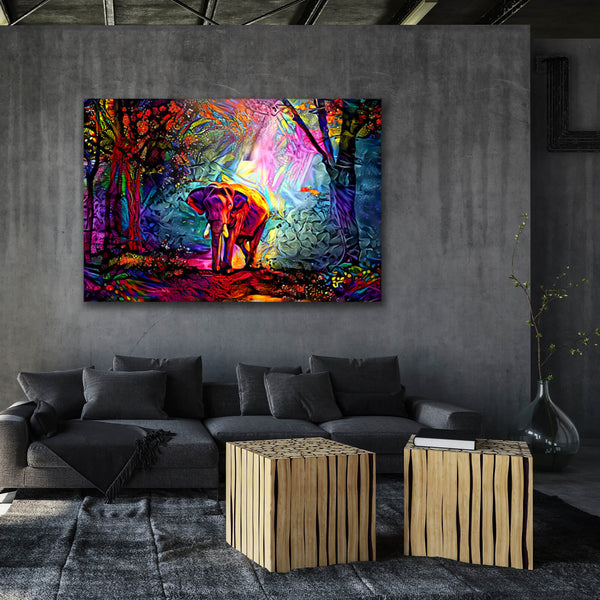 Psychedelic Elephant Art -Pop Canvas