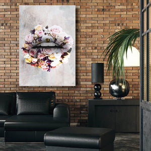 Flowers Lips Wall Art - Lips Canvas | MusaArtGallery™