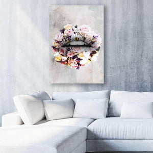 Flowers Lips Wall Art - Lips Canvas | MusaArtGallery™