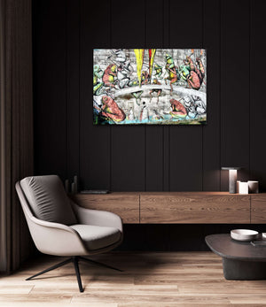 Frog Graffiti Wall Art - street art on canvas