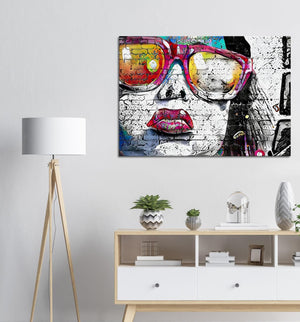 Women Face Graffiti - Street art on canvas