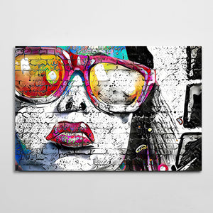 Women Face Graffiti - Street art on canvas