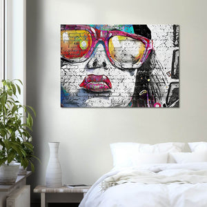 Women Face Graffiti - Street art on canvas
