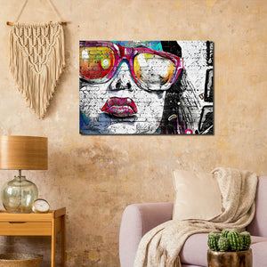 Women Face Graffiti - Street art on canvas