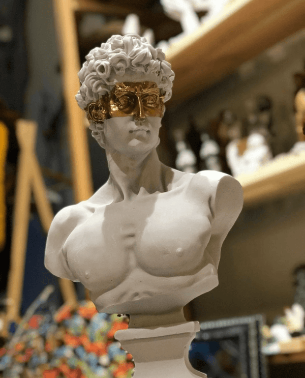 White Gold David Bust Statue - David Bust Statue For Sale