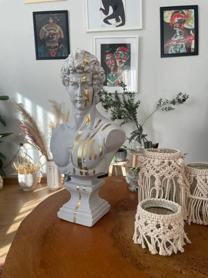 Gold Grey David Bust Statue