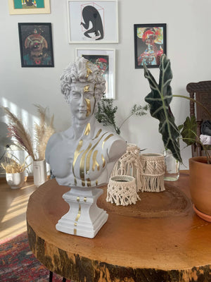Gold Grey David Bust Statue