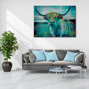 Highland Cow Canvas Wall Art - Modern Art on canvas