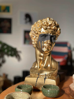 Gold David Head Sculpture- David Bust | MusaArtGallery™