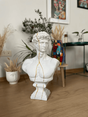 Large White David Bust Statue