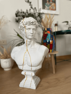 Large White David Bust Statue