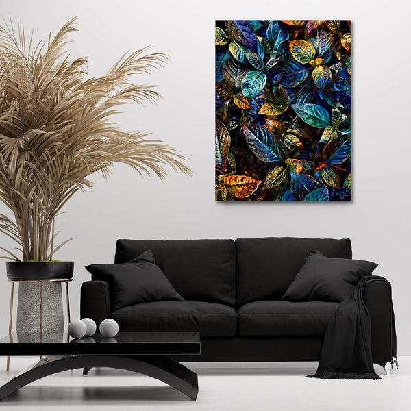Blue Leaf Wall Decor - Modern Art On Canvas | MusaArtGallery™