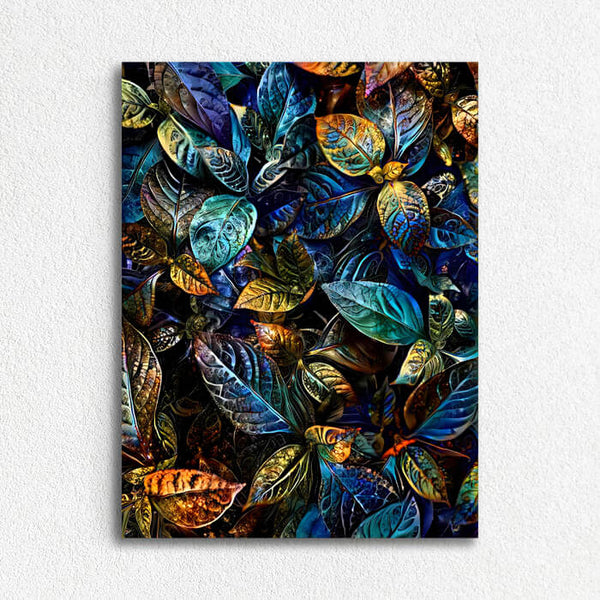 Blue Leaf Wall Decor - Modern Art On Canvas | MusaArtGallery™
