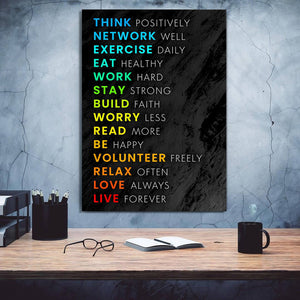 Rules Of Life Canvas -Motivational Wall Art