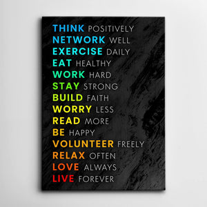 Rules Of Life Canvas -Motivational Wall Art