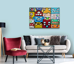 Monsters Graffiti Wall Art - street art on canvas