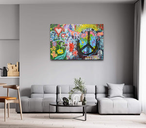 Peace and Love Graffiti Wall Art