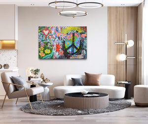 Peace and Love Graffiti Wall Art
