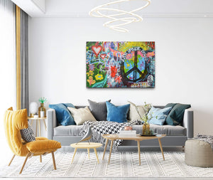 Peace and Love Graffiti Wall Art