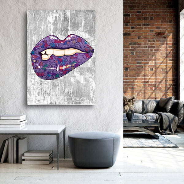 Purple Lips Art- Lips Canvas| MusaArtGallery™