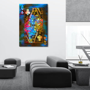 Blue Queen of Clubs Art | MusaArtGallery™