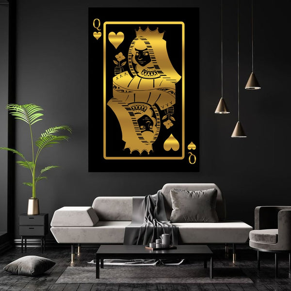 Gold Queen of Hearts Card Art | MusaArtGallery™
