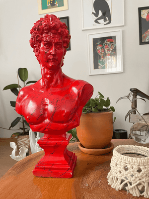 Red David Bust Statue - David Bust Statue for sale