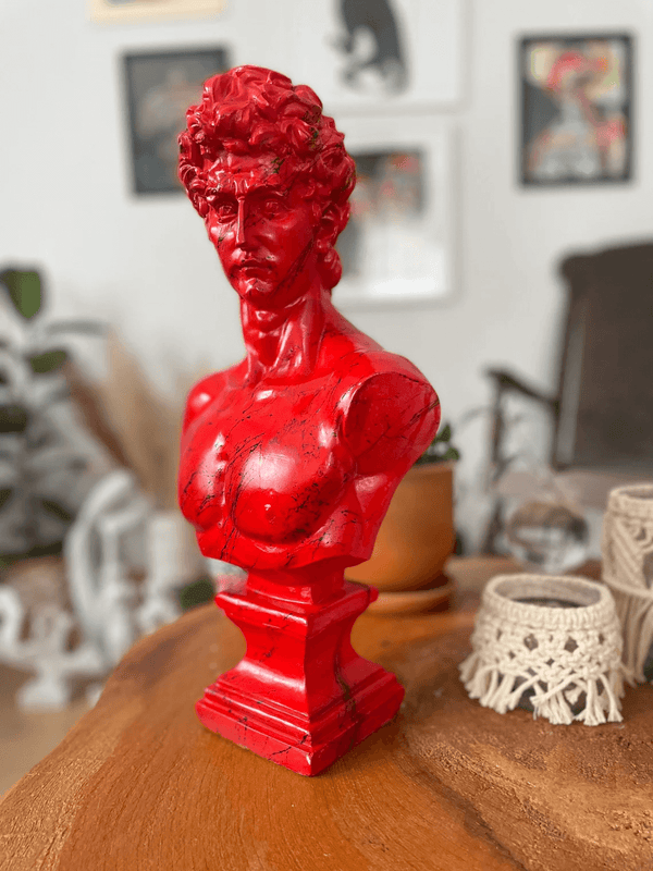 Red David Bust Statue - David Bust Statue for sale