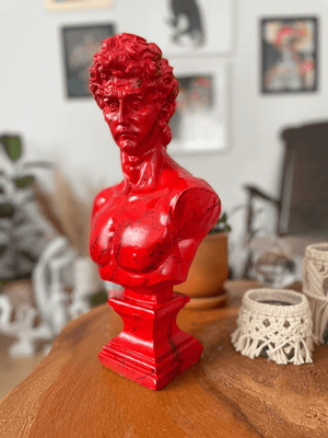 Red David Bust Statue - David Bust Statue for sale
