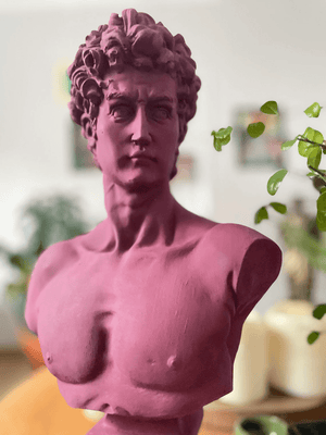 Burgundy David Bust Statue - David Bust Statue For Sale
