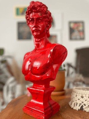 Red David Bust Statue - David Bust Statue for sale