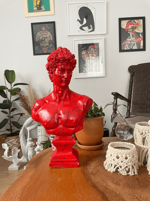 Red David Bust Statue - David Bust Statue for sale