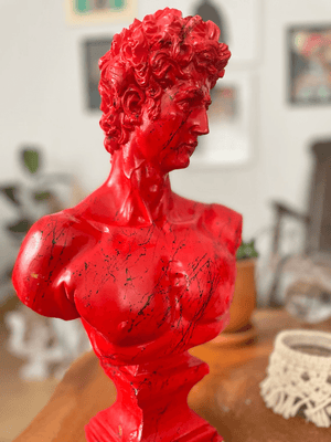 Red David Bust Statue - David Bust Statue for sale