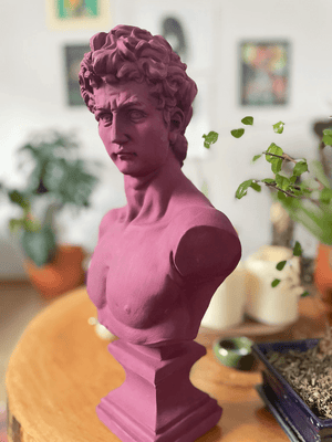 Burgundy David Bust Statue - David Bust Statue For Sale
