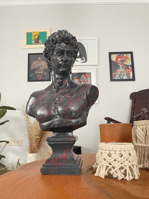 Red Drip David Bust Statue - David Bust Statue for sale