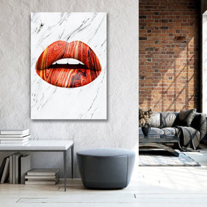 Red Marble Lips Art - Lips Canvas | MusaArtGallery™